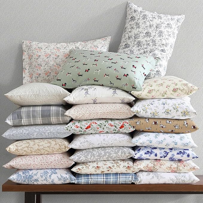 Laura Ashley - Flannel Sheets Full Size, Anti-Pilling & Wrinkle Resistant Cotton, Touchably Soft for All-Season Comfort - Bed Sheets with Matching Pillowcases & Fitted Sheet (Jolly Cardinals Green)