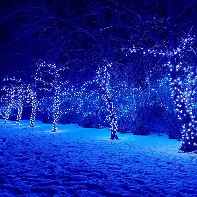 Connectable 240LED 88Ft 13Modes Christmas Lights Outdoor Indoor | Extendable Green Wire Christmas String Lights with Timer | Twinkle Fairy Light Plug in for Xmas Tree Garden Decor Party (Blue)