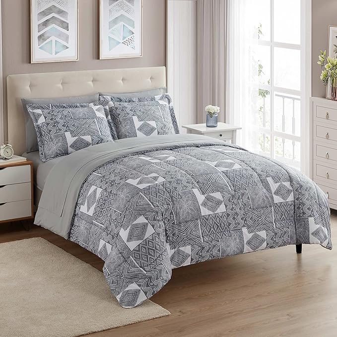 Sweet Home Collection 5 Piece Comforter Set Bag Solid Color All Season Soft Down Alternative Blanket & Luxurious Microfiber Bed Sheets, Tulsa, Twin