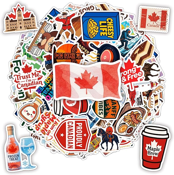 100 Pcs Canada Travel Stickers Pack Nature Food Canadian Sticker Vinyl Waterproof Funny Car Decals Decor Water Bottles Scrapbook Hard Hat Toronto Gift for Kid Men Women