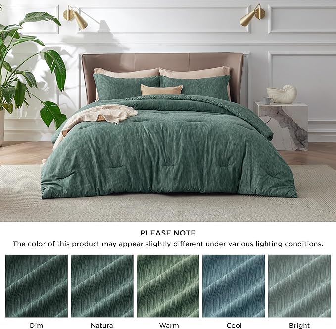 Bedsure King Size Comforter Set - Emerald Green Soft Bedding for All Seasons, Cationic Dyed Bed Set, 3 Pieces, 1 King Size Comforter (104"x90") and 2 Pillow Shams (20"x36"+2")
