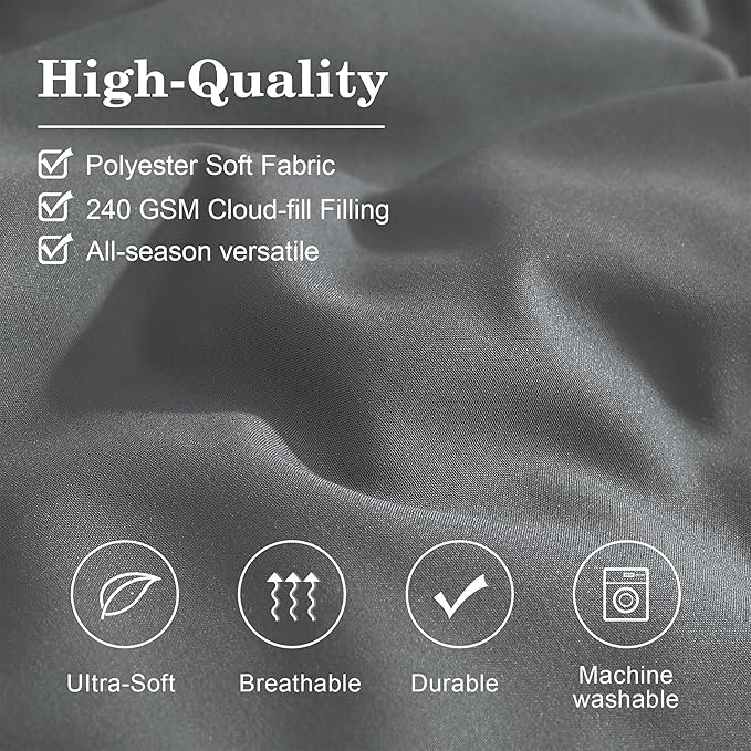 Monbix California King Size Comforter Set - 7 Pieces Bed in a Bag California King, Grey Bedding Sets with Comforter, All Seasons Down Alternative Comforter Bed Set with Sheets, Pillowcases & Shams