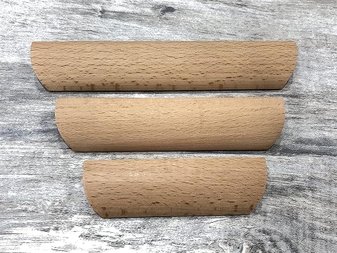 10Pcs Unfinished Wood Solid Furniture Pulls Handles,Unfinished Unpainted Paintable Wooden Handles Cupboard Closet Drawer Handle Pull,Length 6.1",Hole Dis.5.04"