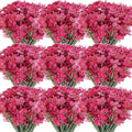 Lyrow 100 Bundles Violet Artificial Flowers, UV Resistant Faux Flowers Outdoor, Faux Silk Flowers, Fake Violet Flowers Bulk for Front Porch Hanging Garden Courtyard Farmhouse Home(Rosy)