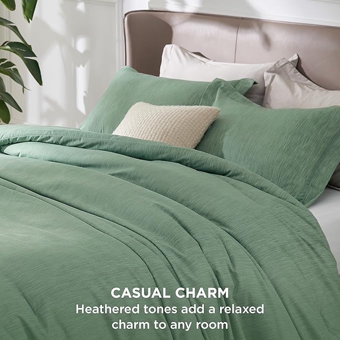 Bedsure Full Comforter Set - Green Soft Bedding for All Seasons, Cationic Dyed Bed Set, 3 Pieces, 1 Full Size Comforter (82"x86") and 2 Pillow Shams (20"x26"+2")