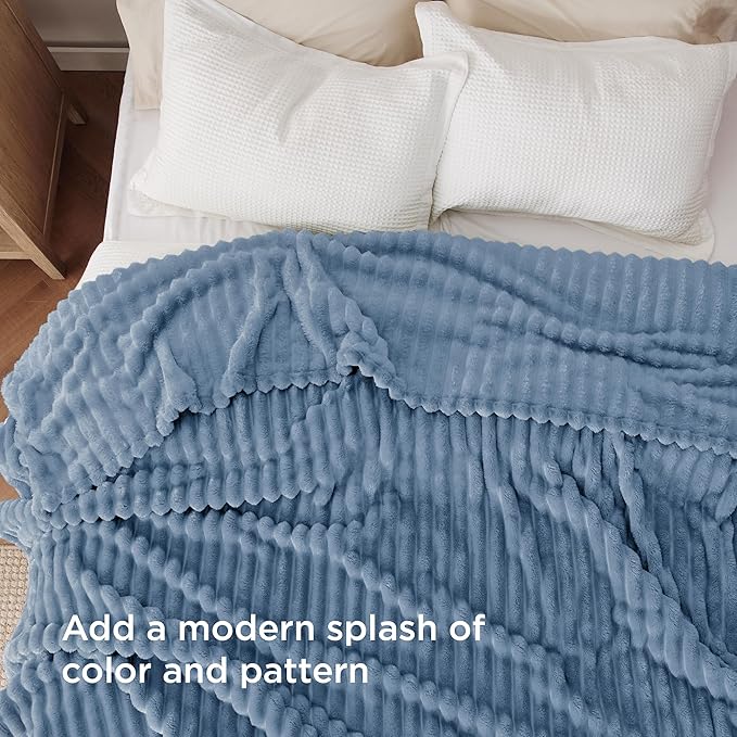 Bedsure GentleSoft Queen Blanket for Bed - Cozy Soft Blankets for Women, Cute Large Fall Throws for Girls, Ashley Blue, 90x90 Inches