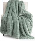 Bedsure GentleSoft Fuzzy Sherpa Faux Fur Twin Blanket Sage Green Cozy Gifts for Women Men, Soft Fleece Plush Warm Minky Thick Blanket Twin Size for Bed, Dorm Essentials Sage Room Decor Gifts, 60x80