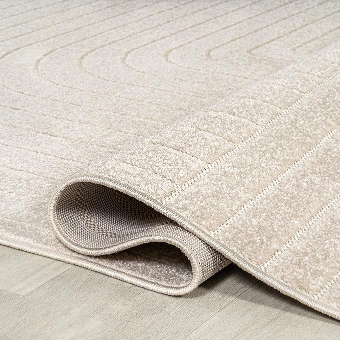 Eyely NCS101A-210 Scandinavian Odense Minimalist Angle Geometric Indoor Rug, Pet Friendly, Non-Shedding, Stain Resistant, Easy-Cleaning, Ivory/Cream, 2 ft. x 10 ft., Indoor/Outdoor, Runner Rug
