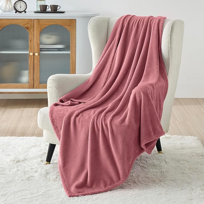 Bedsure GentleSoft Fleece Blankets Twin Size Dusty Rose - 300GSM Lightweight Plush Fuzzy Cozy Soft Blanket for Bed, Sofa, Couch, Travel, Camping, 60x80 inches