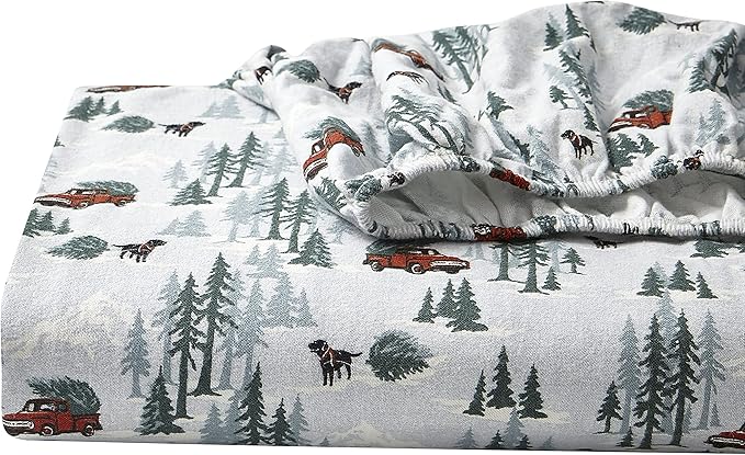 Eddie Bauer - Full Sheets, Cotton Flannel Bedding Set, Brushed For Extra Softness, Cozy Home Decor (Tree Farm, Full)