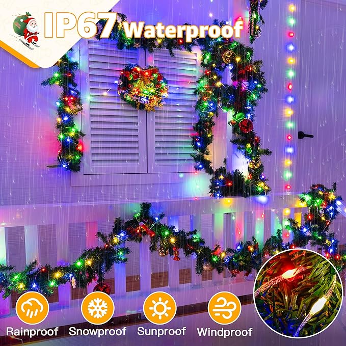 Ollny Outdoor Christmas Lights 1000LED 328FT, Multicolor Fairy Lights IP67 Waterproof, Plug in String Light with Remote 8 Modes Timer, Xmas Light for Outside Indoor House Tree Decorations
