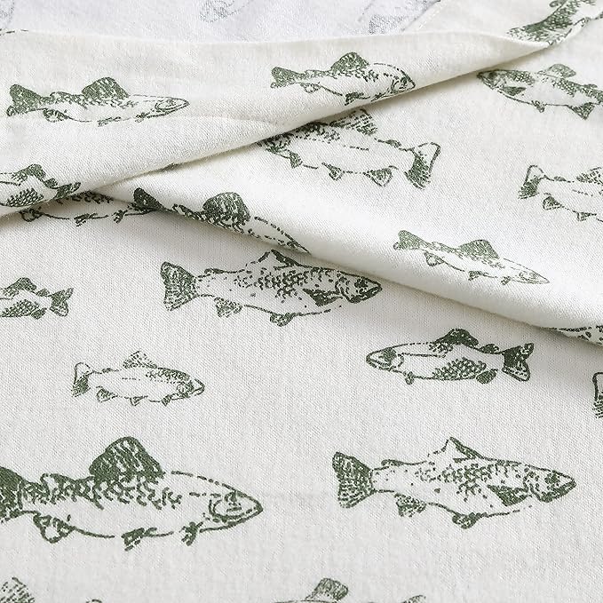 Eddie Bauer - Twin Sheets, Cotton Flannel Bedding Set, Brushed For Extra Softness, Cozy Home Decor (School of Fish, Twin)