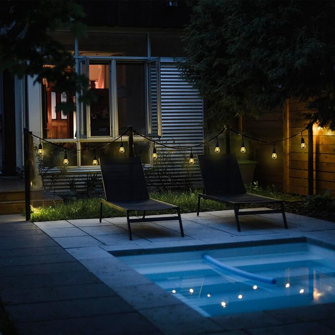 Feit Electric LED String Lights with Flame Bulbs Effect, 12ft Commercial Grade and Shatter Resistant String Lights, 6 Sockets, Linkable, 15,000-Hour Lifetime, SL12-6/FLAME, 7 Bulbs Included
