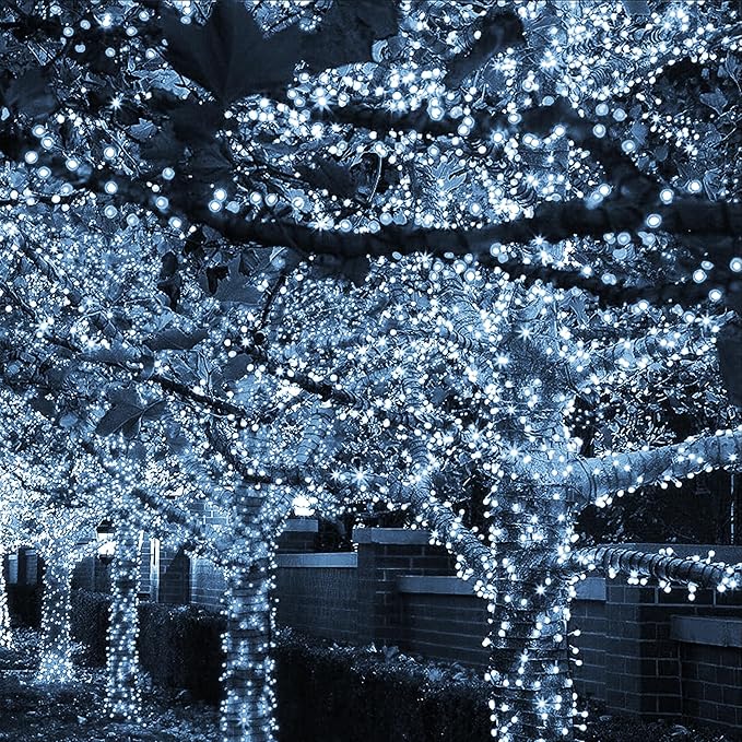Dazzle Bright Outdoor Christmas String Lights, 1000 LED 328 FT Plug in Fairy Light with Remote Control 8 Modes & Timer, Waterproof Decoration for Home Garden Yard Xmas Wedding, White