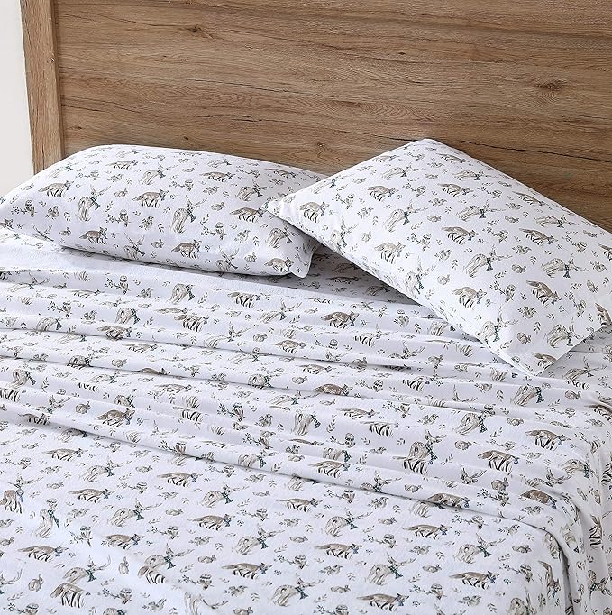 Eddie Bauer - Full Sheets, Cotton Flannel Bedding Set, Brushed For Extra Softness, Cozy Home Decor (Woodland Friends, Full)