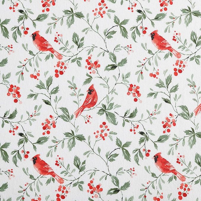 Laura Ashley - Flannel Sheets King Size, Anti-Pilling & Wrinkle Resistant Cotton, Touchably Soft for All-Season Comfort - Bed Sheets with Matching Pillowcases & Fitted Sheet (Jolly Cardinals Green)