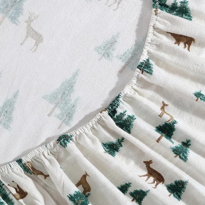 Eddie Bauer - Queen Sheets, Cotton Flannel Bedding Set, Brushed For Extra Softness, Cozy Home Decor (Deer Hollow, Queen)