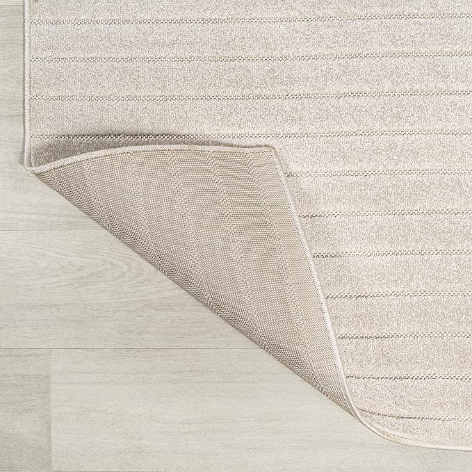 Eyely NCS101A-9SQ Scandinavian Odense Minimalist Angle Geometric Indoor Rug, Pet Friendly, Non-Shedding, Stain Resistant, Easy-Cleaning, Ivory/Cream, 9' Square, Indoor/Outdoor, Area Rug
