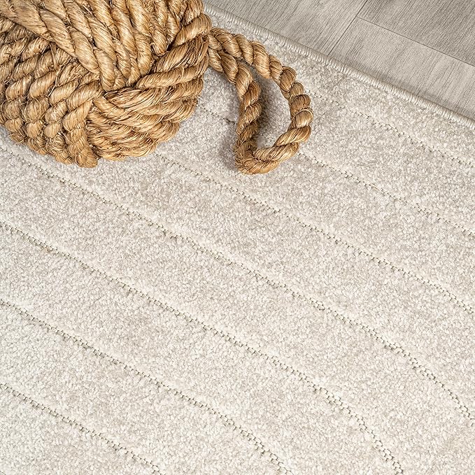 Eyely NCS101A-3 Scandinavian Odense Minimalist Angle Geometric Indoor Area Rug, Modern, Contemporary, Coastal, Bohemian, Bedroom, Kitchen, Living Room, Non Shedding, Ivory/Cream, 3' x 5'