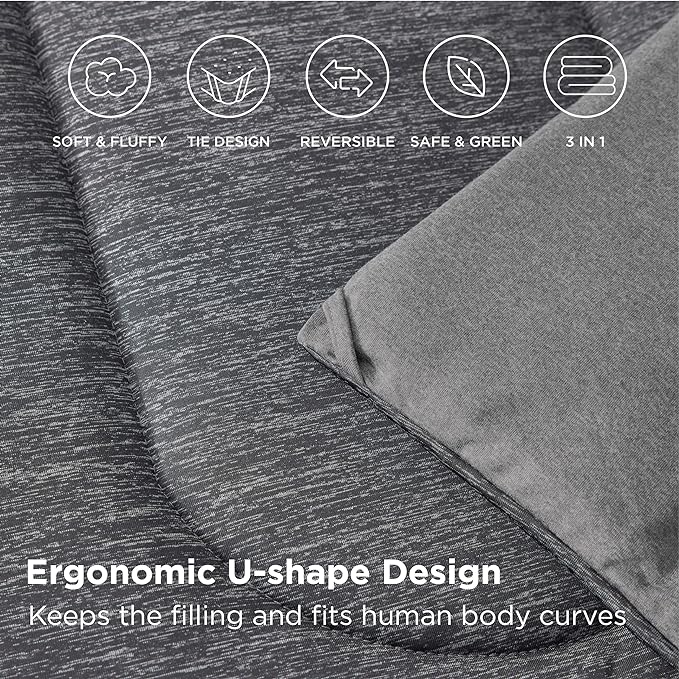 Bedsure Queen Comforter Set - Cooling and Warm Bed Set, Dark Grey Reversible Bedding for All Season, 3 Pieces, 1 Queen Size Comforter (88"x88") and 2 Pillow Cases(20"x26")