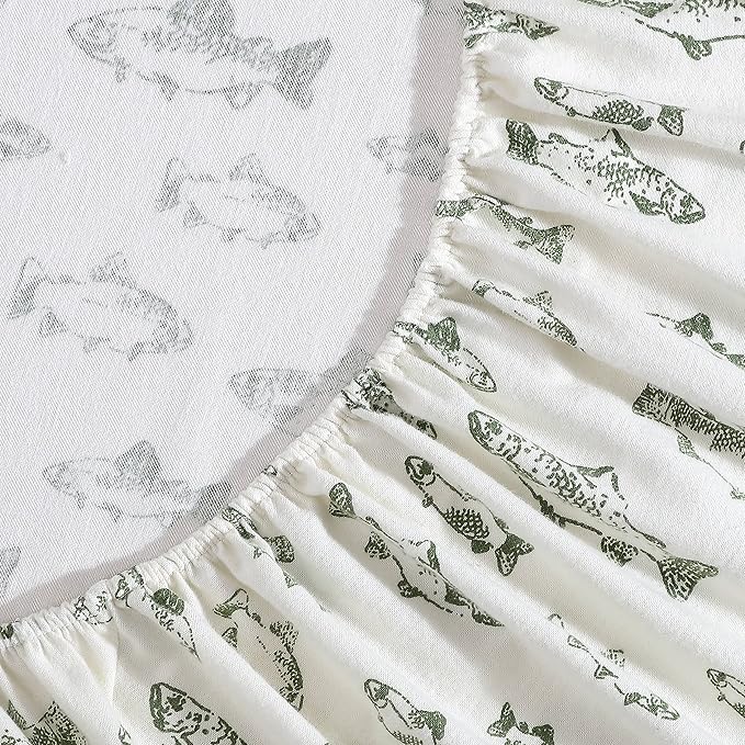 Eddie Bauer - Twin Sheets, Cotton Flannel Bedding Set, Brushed For Extra Softness, Cozy Home Decor (School of Fish, Twin)
