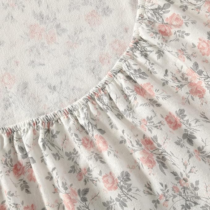 Laura Ashley - Flannel Sheets Twin Size, Anti-Pilling & Wrinkle Resistant Cotton, Touchably Soft for All-Season Comfort - Bed Sheets with Matching Pillowcase & Fitted Sheet (Rosalie Grey)