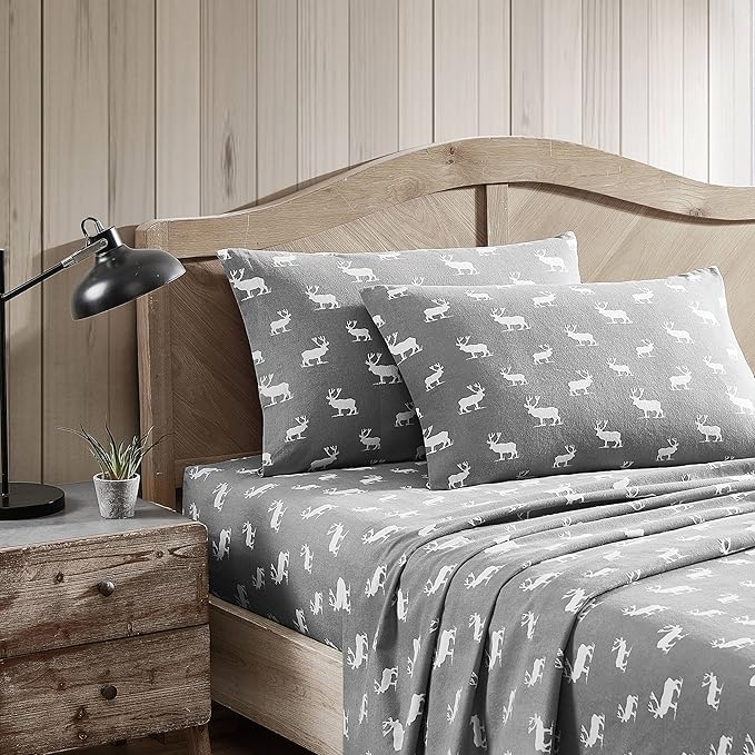 Eddie Bauer - Twin Sheets, Cotton Flannel Bedding Set, Brushed For Extra Softness, Cozy Home Decor (Elk Grove, Twin)