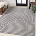 Eyely NCS101B-5 Scandinavian Odense Minimalist Angle Geometric Indoor Area Rug, Modern, Contemporary, Coastal, Bohemian, Bedroom, Kitchen, Living Room, Non Shedding, Gray/Ivory, 5' x 8'
