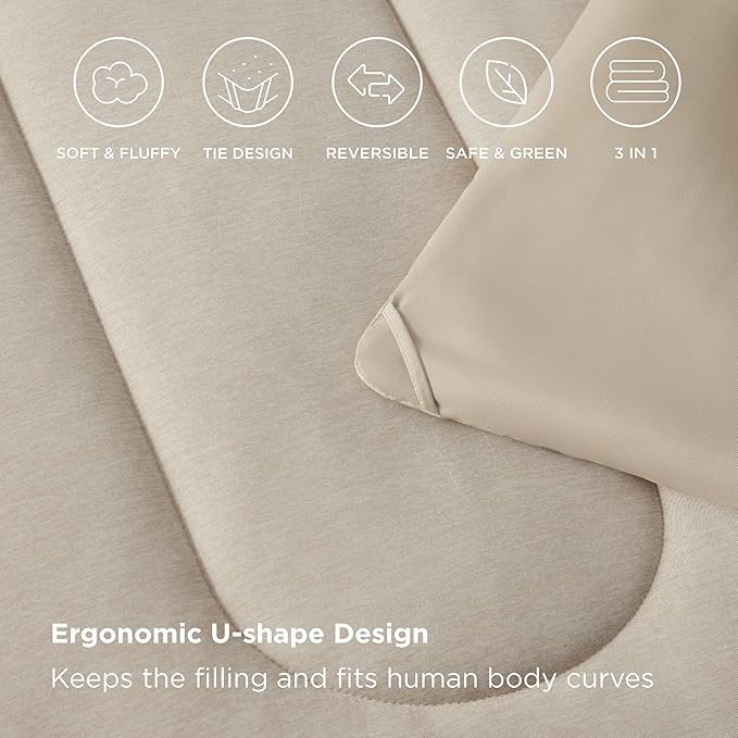 Bedsure Queen Comforter Set - Cooling and Warm Bed Set, Linen Reversible Bedding for All Season, 3 Pieces, 1 Queen Size Comforter (88"x88") and 2 Pillow Cases(20"x26")
