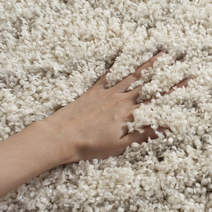 SAFAVIEH Arizona Shag Collection Accent Rug - 4' x 6', Ivory & Beige, Moroccan Design, Non-Shedding & Easy Care, 1.6-inch Thick Ideal for High Traffic Areas in Entryway, Living Room, Bedroom (ASG741A)