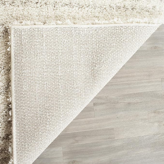SAFAVIEH Arizona Shag Collection Area Rug - 10' Square, Ivory & Beige, Moroccan Design, Non-Shedding & Easy Care, 1.6-inch Thick Ideal for High Traffic Areas in Living Room, Bedroom (ASG741A)