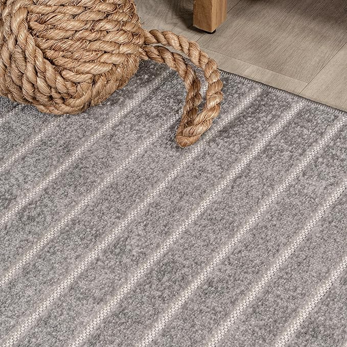 Eyely NCS101B-5 Scandinavian Odense Minimalist Angle Geometric Indoor Area Rug, Modern, Contemporary, Coastal, Bohemian, Bedroom, Kitchen, Living Room, Non Shedding, Gray/Ivory, 5' x 8'